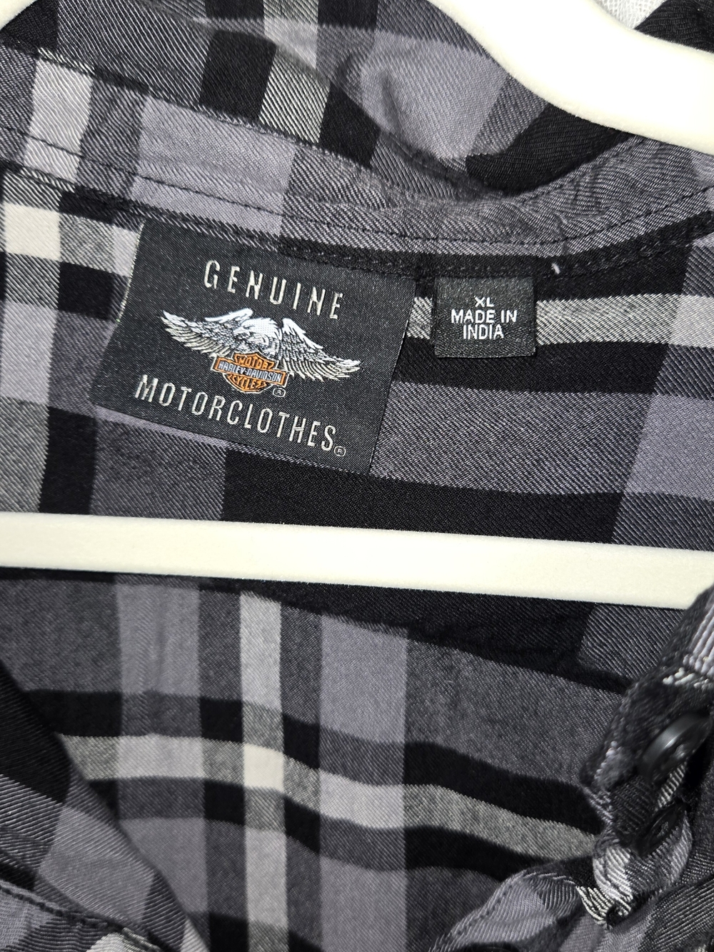 Harley-Davidson Womens XL Black & Gray Plaid Button-Up Shirt - Picture 2 of 6